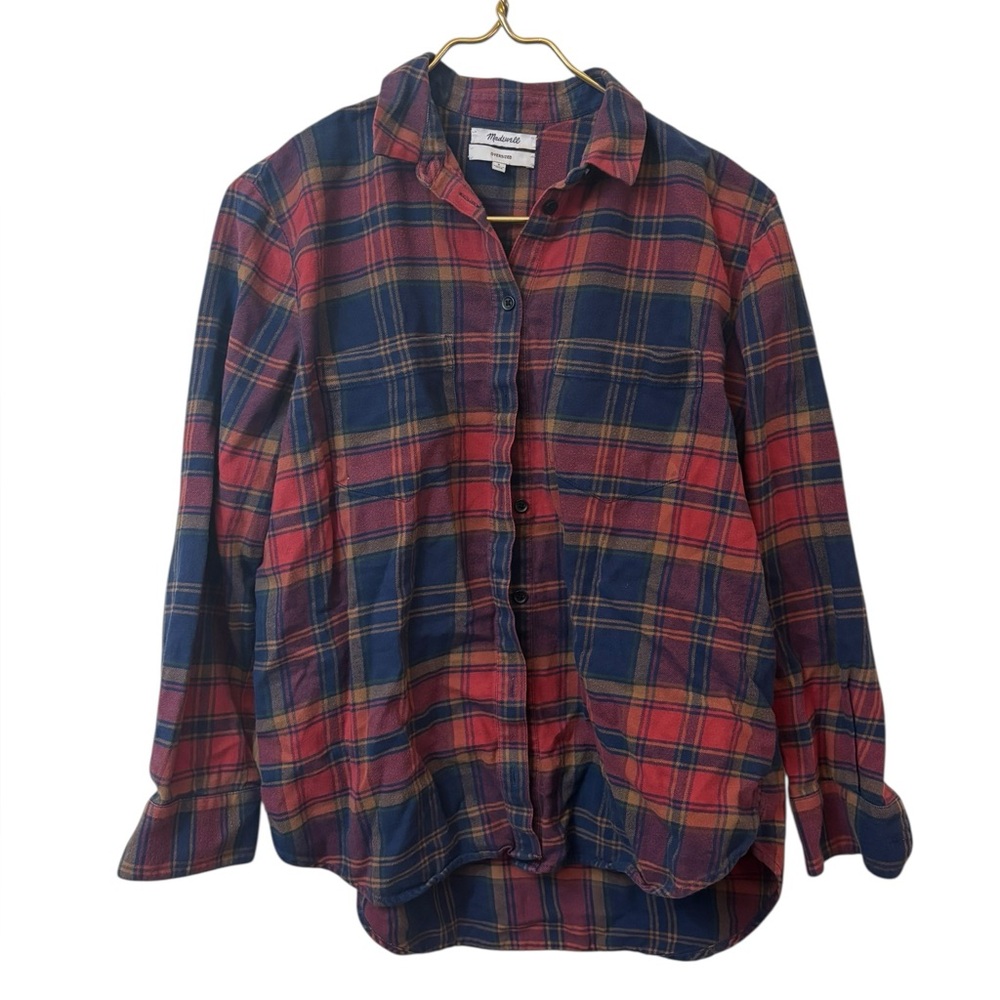 MADEWELL | oversized button up plaid shirt small